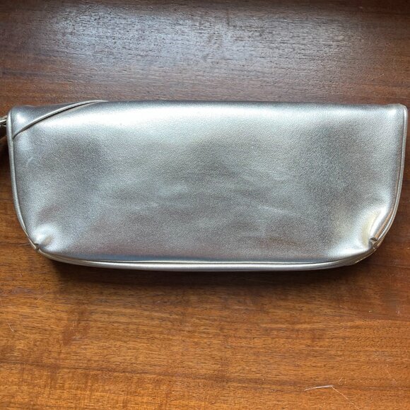 Metallic Gold Faux Leather Wristlet Clutch with Bow – Evening / Holiday Bag - Picture 2 of 8